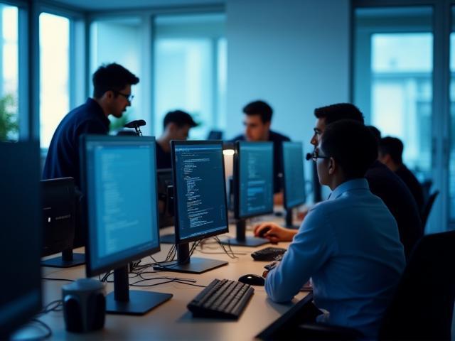 Équipe de développeurs travaillant sur un projet logiciel