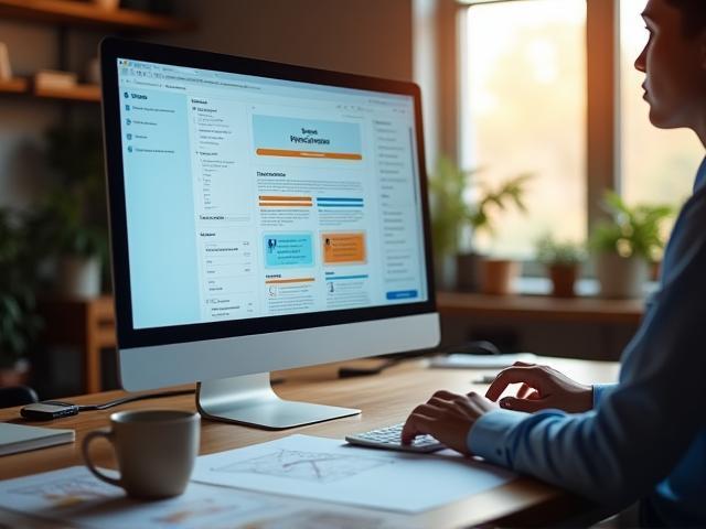 Designer web travaillant sur l’interface d’un site moderne